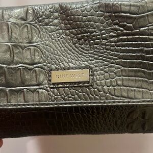 Nine West Metallic Crocodile Embossed Clutch